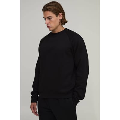 Essential Regular Fit Raglan Sleeve Sweater | Black | Size XS