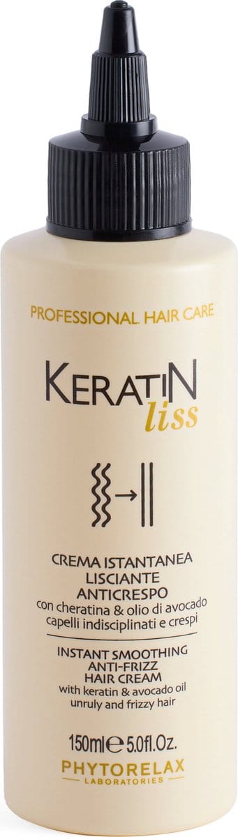 Phytorelax Keratin Liss Anti-Frizz Crème – Leave-in met Hyaluronzuur voor Pluizig en Onhandelbaar Haar – Zonder Siliconen – 150 ml