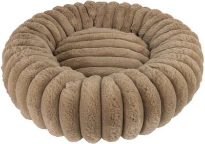 District 70 RIBBA – Luxe Ronde Kattenmand van Ribfluweel & Pluche – Bruin – 45 x 45 x 15 cm