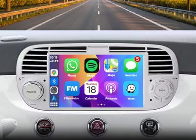 Autoradio 2/32GB met Carplay en Android auto | Geschikt voor Fiat 500 2007-2015 Wit | Radio scherm met Navigatie | 2007 2008 2009 2010 2011 2012 2013 2014 2015 | 7 Inch