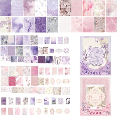 200 vellen, bloemenpatroon, scrapbook, knutselpapier, vintage kleurrijk motiefpapier, 40-130 mm, doe-het-zelf decoratief papier voor bullet journal, scrapbooking, fotoalbum
