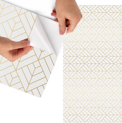 Tulup Meubelfolie - Minimalistische geometrie Meubelfolie Zelfklevend - 75x150 cm - Wit Meubelfolie - Wrapfolie Keuken - Minimalist Meubelfolie - Decoratiefolie - Tafeldecoratie - Achtergronden en patronen