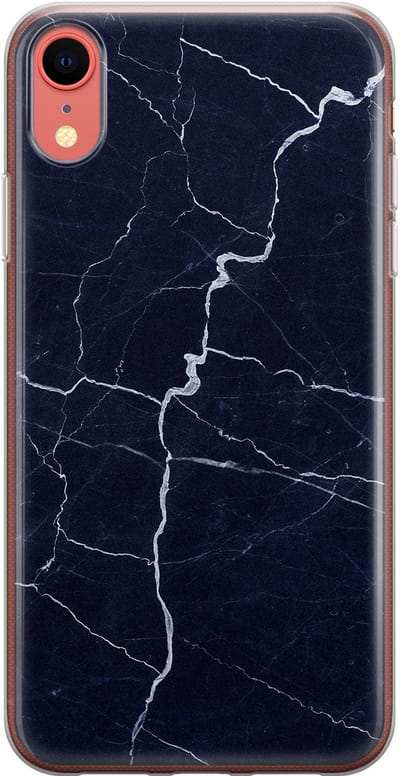 Leuke Telefoonhoesjes - Hoesje geschikt voor iPhone XR - Marmer Navy - Soft case - TPU - Marmer - Blauw