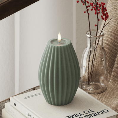 Deluxe Homeart Led Kaars Salvie Green Stripe 10 x 15 cm