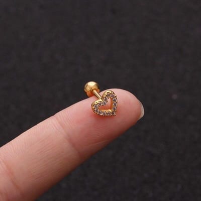 1 pièce Boucles d'oreilles à clous en acier inoxydable pour femmes Bijoux tendance Lune Étoile Cœur 1,2 mm Boucles d'oreilles piercing pour adolescentes Manchette d'oreille brown