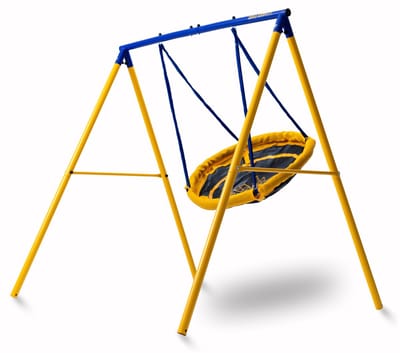 Zero Gravity ronde nestschommel voor kinderen – met stabiel, roestbestendig metalen frame – voor max. 2 kinderen – schommelkettingen voor extra veiligheid – scheurvaste stof
