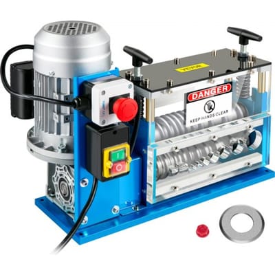 VEVOR Elektrische Draadstripmachine Blauw Elektrische Koperdraad Stripper 1,5-38 mm Automatische Elektrische Draadstripmachine Gemaakt van Aluminium, Acryl en Koperdraad met 370 W Hogesnelheidsmotor
