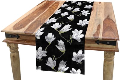 ABAKUHAUS Magnolia – tafelrok – 40x180 cm – groen/zwart-wit
