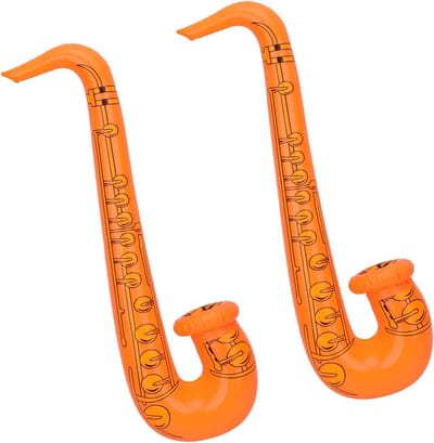 Opblaasbare Gitaar - Muziek Speelgoed - Feest Decoratie - Eenvoudig Op te Blazen - 75 cm Hoog - Oranje