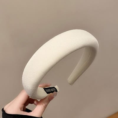 Bandeaux de cheveux de couleur unie à la mode pour filles, bandeaux élastiques vintage en éponge, cerceaux pour cheveux, accessoires de cheveux coréens pour femmes blanc