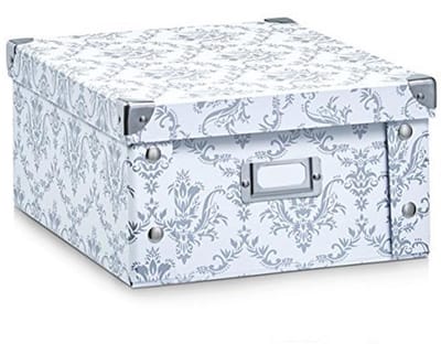 Opbergbak met Blauwe Strepen | Kartonnen Opslagdoos | Decoratieve Opbergoplossing 33 x 33.5 x 32 cm