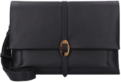 COCCINELLE Leren Schoudertas Dorian Handbag Grained Leather Noir Zwart