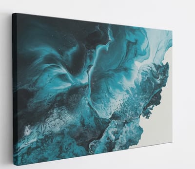 Saammp Canvas Schilderij - Blauwe golfen - Abstract - 45x30 - Foto op canvas - Wanddecoratie - Muurdecoratie Woonkamer - Slaapkamer decoratie - Canvas Print