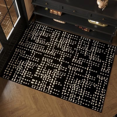 Kleine Geur Wind Entree Deur Vloermat Geavanceerde Lichte Luxe Entree Deur Entree Voetmat Imitatiewol Salontafelmat Bedkleed 50X80CM black