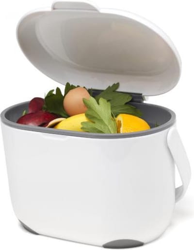 Addis- GFT bakje - Compost Caddy-GFT afvalbakje - tafel prullenbak - losse binnenemmer - 2,5 liter Wit/Grijs