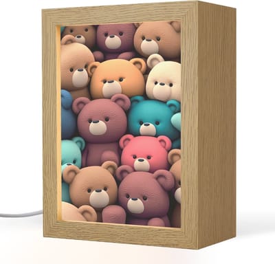 Nachtlampje 15x20 cm - Kinder lampje - Knuffelbeer - Knuffel - Roze - Blauw - Bruin - Kind - Tafellamp kinderkamer - Slaapkamer lamp - Bedlamp kinderen - Kinderlampje stopcontact - Wandlamp babykamer - Nachtlampjes