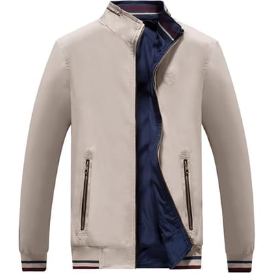 Nieuw Katoen Gewassen Jas voor Heren Vier Seizoenen Jeugd Mode Slim Staande Kraag Jas voor Heren XXXXL beige