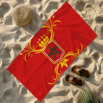 Vlag van Marokko Handdoek Zacht Lichtgewicht Anti-Zand Grote Strandhanddoek Sneldrogend Bad Sport Gezin W75*H150(CM)