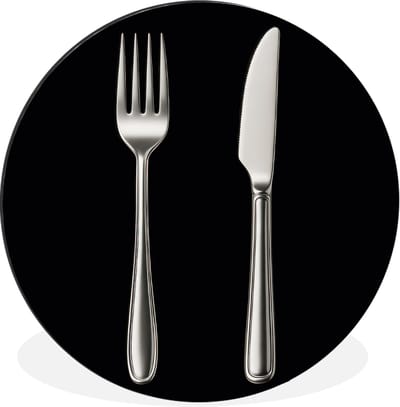 WallCircle - Wandcirkel - Muurcirkel - Bestek - Klassiek - Elegant - Aluminium - Dibond - 30x30 cm - Binnen en Buiten