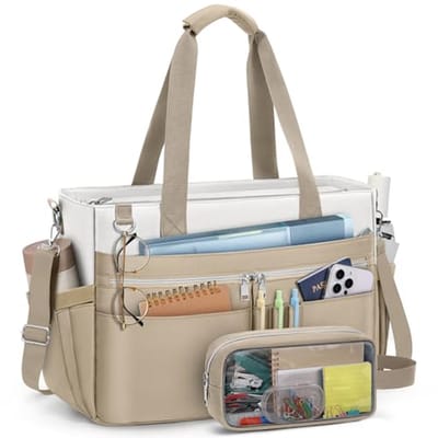 RAINSMORE Tote Bags for Women Nylon 15.6 Inch Laptop Bags Large Waterproof Teacher Bag for Work Travel College Daily Use