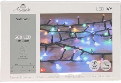 Anna's Collection Kerstverlichting LED Ivy - 500 leds - 1200 cm- gekleurd - dimmer - kerstboomverlichting