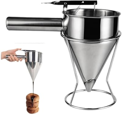 Beslag Trechter Dispenser - Bakken Keuken Tool - Cupcakes Pannenkoeken Maken - Grote 1200ML Capaciteit - 8mm Nozzle - Zilver