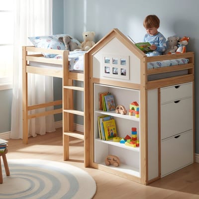 Stapelbed - 90x200 cm - Met Opbergvakken En Laden - Veiligheidshek - Hout - Wit Natuur
