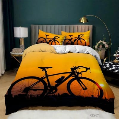 Fietsen Fietsen Print Beddengoed Set Sport Stijl Dekbedovertrek Mountainbike Dekbedovertrek Met Kussenslopen King Voor Tiener Volwassen Kamer Decor 140x200cm 3pcs