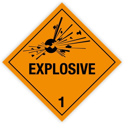 Gevaarsetiketten Klasse 1.0 - Stickers IMO 1.0 - Explosive - Explosieve stoffen - Formaat 25 x 25 cm