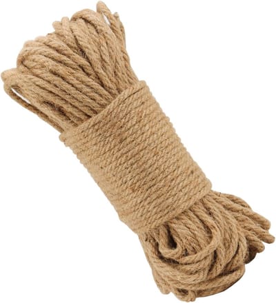 Dailygoods - 60m x 8mm natuurlijk jute touw, gedraaid henneptouw voor ambacht, bagage touw