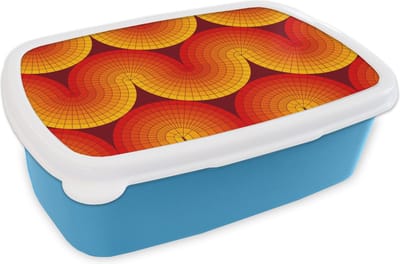 Broodtrommel Blauw - Lunchbox Design - Retro - Rood - Abstract - Brooddoos 18x12x6 cm - Brood lunch box - Broodtrommels voor kinderen en volwassenen