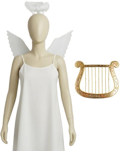 Ruhhy Engel verkleedaccessoires set - wit - engelen vleugels - 3-delig - carnaval / kerst thema