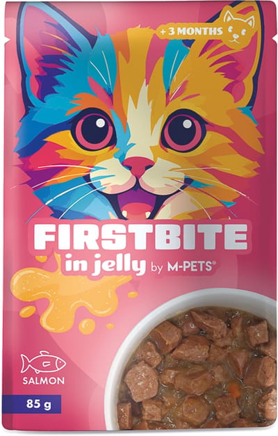 M-PETS firstbite in gelei zalm 85g pouch - 12st per display - per 12
