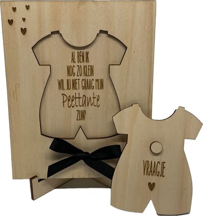 Tekstbord en puzzel PEETTANTE | zwart | romper | peettante vragen | peettante worden | cadeau | meter vragen | meter worden