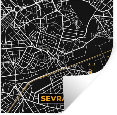 Muurstickers - Sticker Folie - Stadskaart - Frankrijk - Plattegrond - Kaart - Sevran - 100x100 cm - Plakfolie - Muurstickers Kinderkamer - Zelfklevend Behang XXL - Zelfklevend behangpapier - Stickerfolie