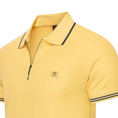 Cappuccino Italia - Heren Polo SS Torino Zip - Geel - Maat XXL