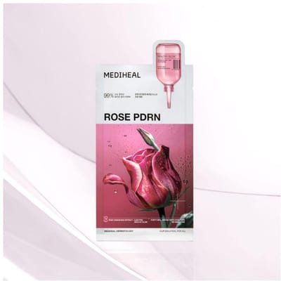 MEDIHEAL Masque Essentiel Rose PDRN Raffermissant & Éclat Masque en Feuille 10 Feuilles (24ml × 10) 2 Boxes (20 Sheets)
