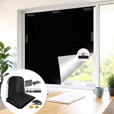 VHV - Verduisterend gordijn - Blackout gordijn - Reisgordijn - Lichtdicht - Zonder boren - Draagbaar - Voor babykamer en slaapkamer - Op reis - 100 x 148 cm - Magnetisch model- Zwart