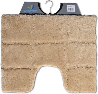 Wicotex - Toiletmat ruit Taupe - Antislip onderkant - WC mat met uitsparing - Afmeting 50x60cm