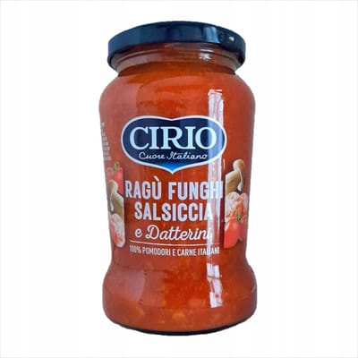 Cirio tomatensaus met champignons, Salsiccia worst en kerstomaatjes 350g
