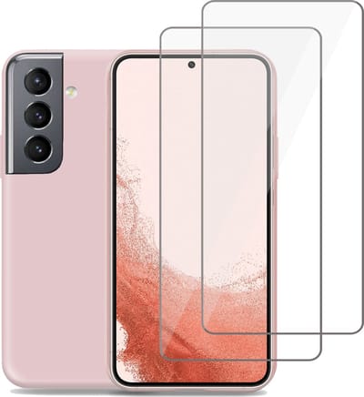 Hoesje geschikt voor Samsung S22 + Screenprotector – 2x Tempered Glass -Liquid Back Case Cover Rose