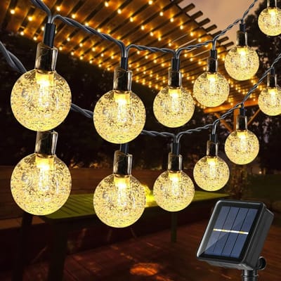 Cuhostki - 100 stuks Solar tuinverlichting - Solar lichtsnoer - LED Solar lichtsnoer - Warm geel - 12 meter - 8 standen - IP65 waterdicht - Geschikt voor tuin- en feestversieringen