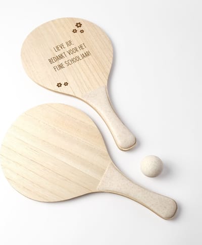 Tafeltennis - Pingpong set - Tafeltennis set - Tafeltennisbatjes - Cadeau juf - Bedankt cadeautje - Bloemetjes
