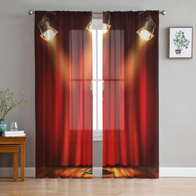 Podium Microfoon Verlichting Tule Gordijnen Voor Woonkamer Transparant Gordijn Slaapkamer Voile Decoratieve Raambekleding 135W x 114H(cm) brown