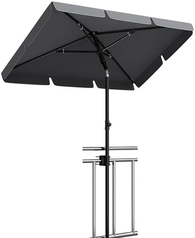 NordHaus Balkonparasol - Rechthoekige Strandparasol - Parasol- UV50+ Bescherming - Grijs 200 x 125 x 230 cm