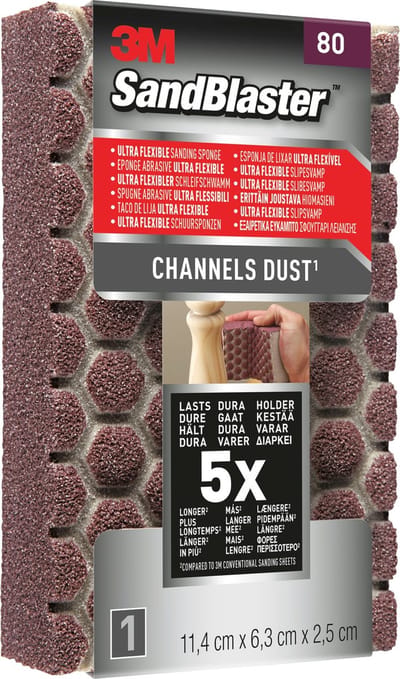 3M™ SandBlaster™ Ultra Flexible Schuurspons, 980SBE, P80, 11,4 x 6,3 x 2,5 cm,1 kaart