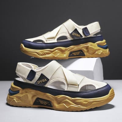 Sandales d'été pour hommes en cuir véritable chaussures décontractées pour hommes sandales en cuir pour hommes en plein air chaussures de plage pour hommes chaussures romaines pour hommes 39 white