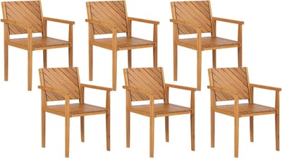 BARATTI - Tuinstoelen set van 6 - Lichtbruin - Acaciahout