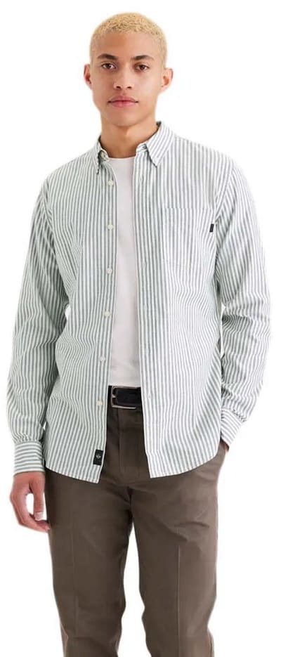 Dockers Stretch Oxford Slim Overhemd Met Lange Mouwen Groen 2XL Man