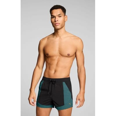 Puma Zwembroek - Heren Shorts - Crinkle Colour Block - Zwart / Mint Jelly- Maat L